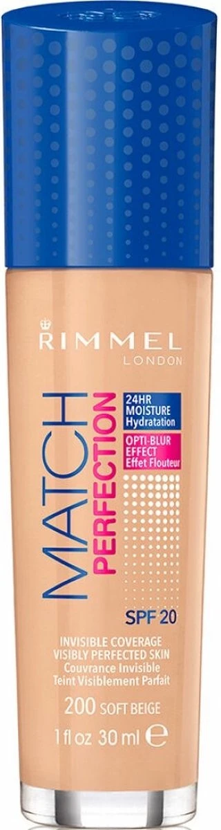 Rimmel London Match Perfection Foundation - 200 Soft Beige - Beige - Afbeelding 11