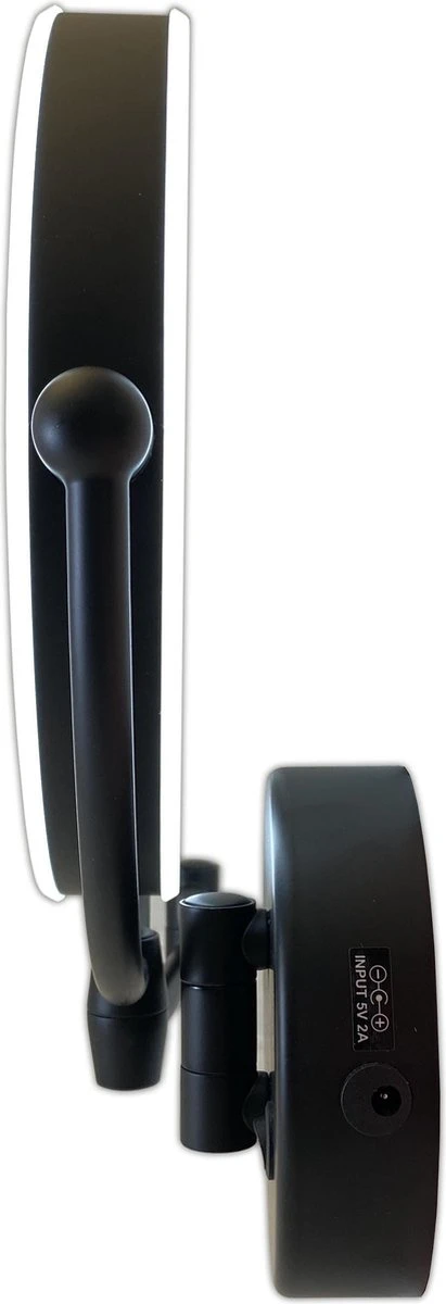 Metalen Verlichte Wand Knik Arm Make-up LED Spiegel Mat Zwart, Dubbelzijdig Verlicht, 10x Vergroting 22cm Doorsnee, Inculsief 4x AA Batterijen En Stroomkabel(USB) Badkamer Spiegel - Afbeelding 2