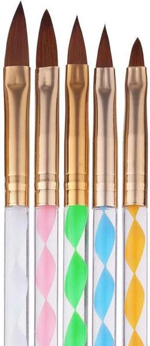Evvie Acryl Penselen Voor Kunstnagels En Nailart - Set Van 5 - Afbeelding 4