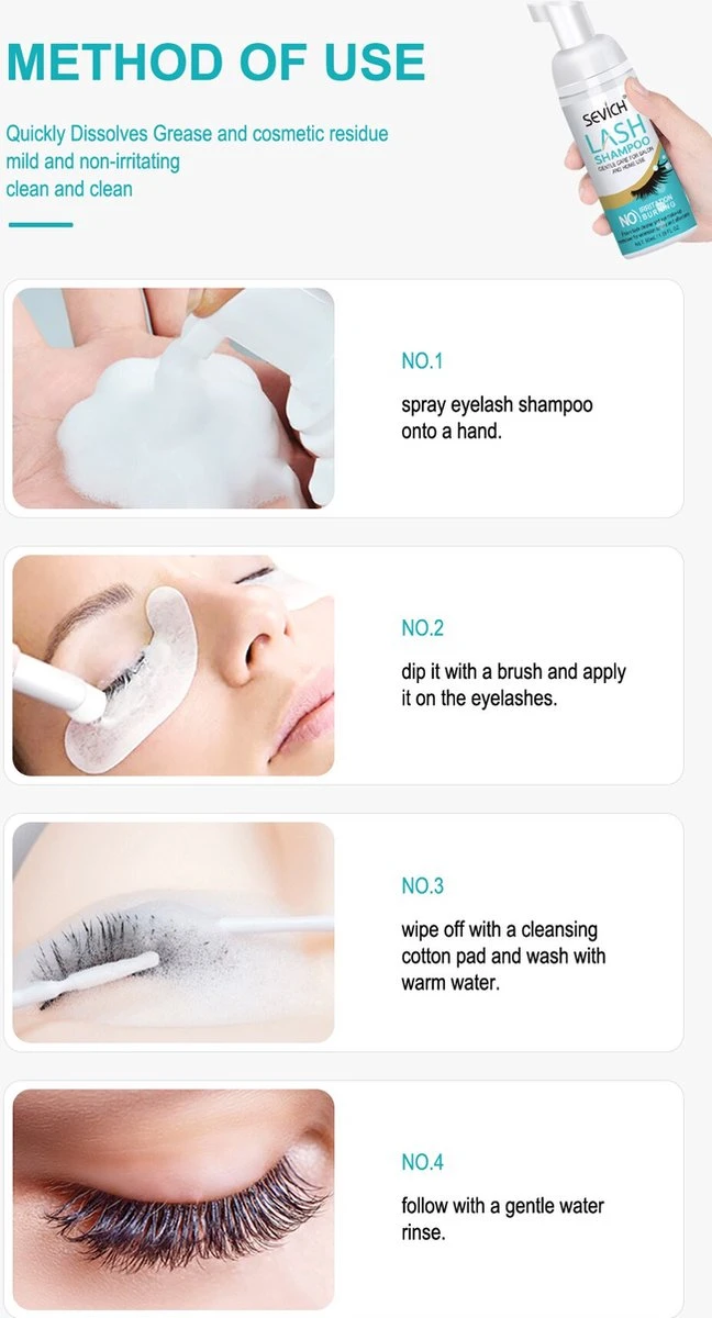 Sevich Wimper Extensions Cleanser - Wimpershampoo - Lash Foam Shampoo - Lash Cleanser - Wimper-shampoo - Assortiment 'Het Gemak' - Afbeelding 4