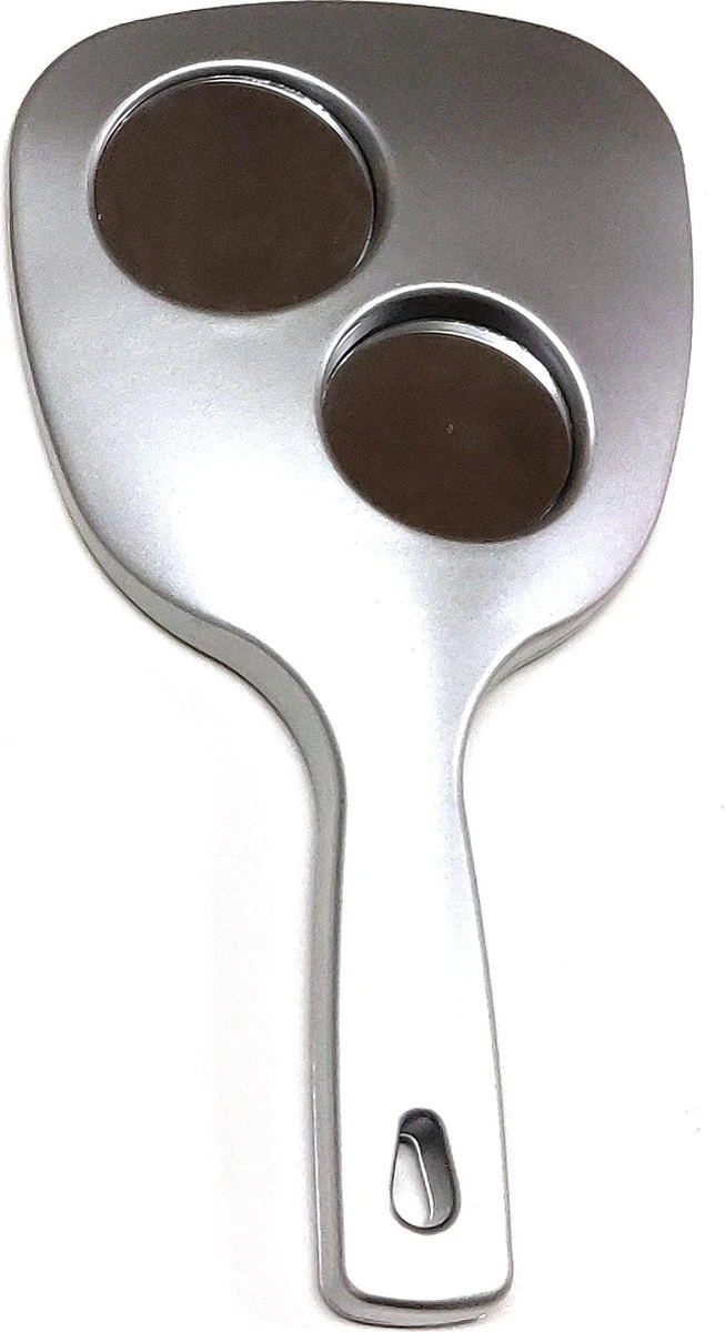 Handspiegel Trio - Spiegel Ø 13,5 Cm - 1X 3X & 5X Vergrotend - Zilver - Afmeting: 25 X 13,3 Cm. - Afbeelding 3