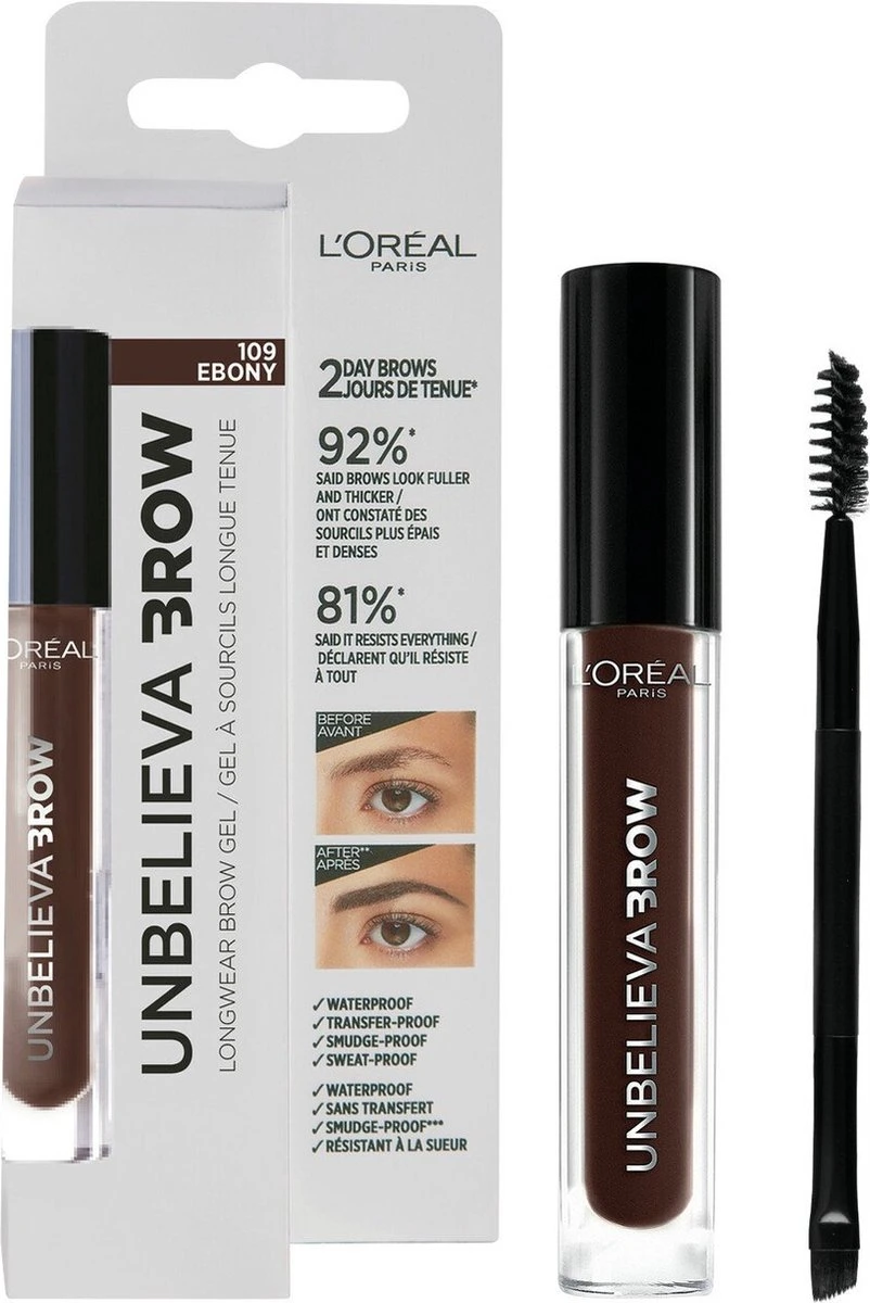 L’Oréal Paris Unbelieva Brow Wenkbrauwgel - 109 Ebony - Donker Bruin - Waterproof - 3.4 Ml - Afbeelding 2