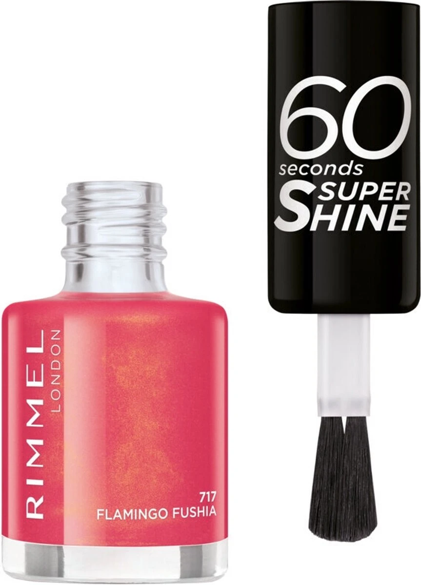 Rimmel London 60 Seconds Super Shine Nagellak - 717 Flamingo Fuchsia - Afbeelding 2