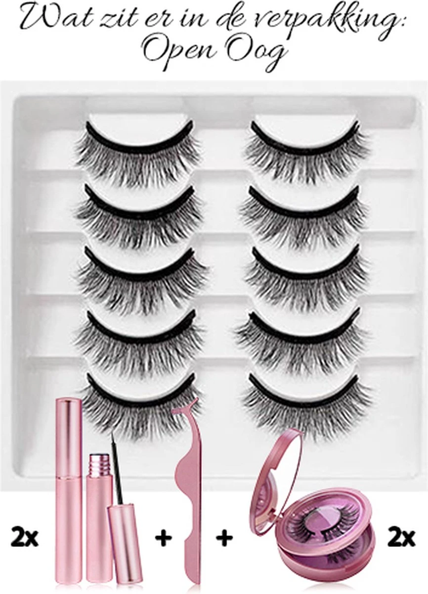 Merkloos Magnetische Wimpers - Open Oog - Magnetische Nep Wimpers Met 2 Magnetic Eyeliners En Applicator - Valse Wimpers - Magnetic Lashes - Magnetische Wimpers Set - Afbeelding 2