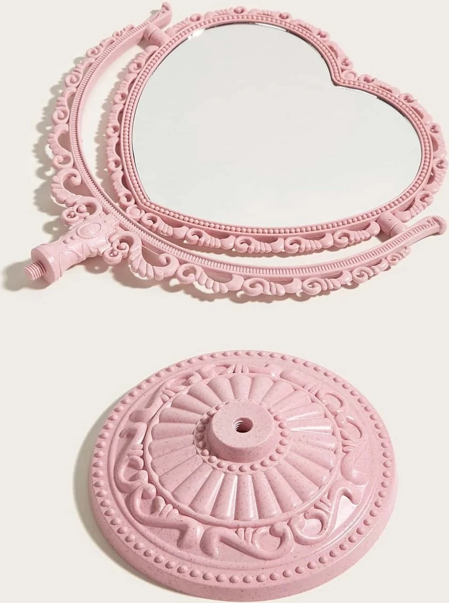 Kawaii Roze Makeup Spiegel - Hart Spiegel - Dubbelzijdig - Makeup Mirror - Afbeelding 5