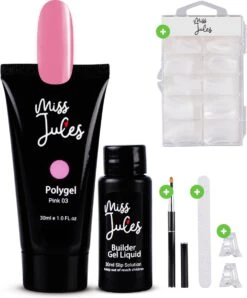 Miss Jules® Polygel Kit - 30 Ml Pink - Polygel Nagels Starterspakket – Polygel Set Incl. Instructievideo (NL) – Polygel Starters Kit
